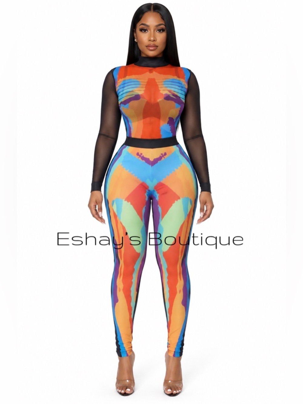 Multicolor Sheer Mesh Pants Set - Women's please read below LAST ONE